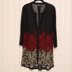 Chico's Kimono Black and Red Print Size 2 (Medium)